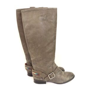 Lucky Brand May distressed Leather Embroidered Southwest Boots 9.5
